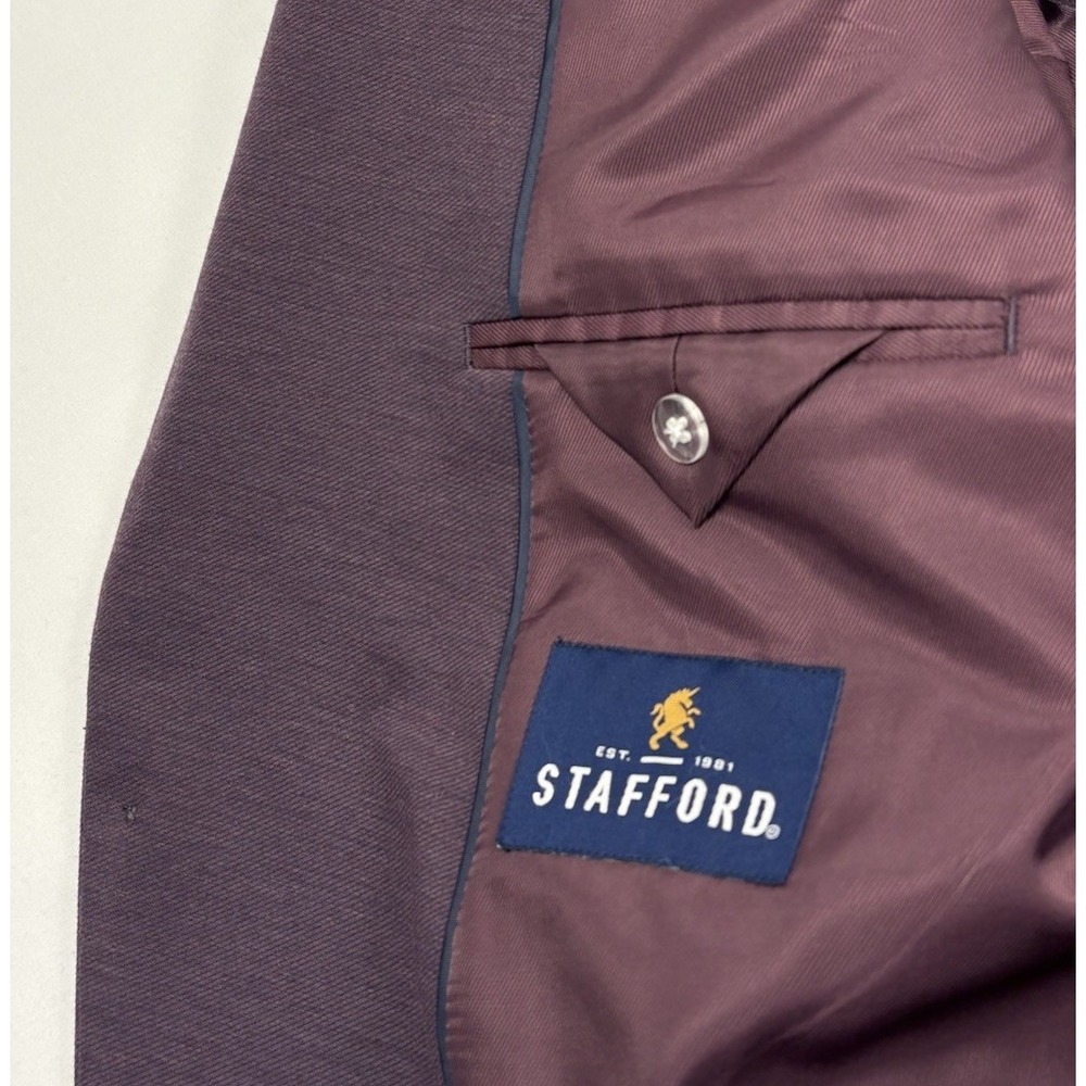 Stafford Poly/Wool Blend Unstructured Sport Coat 54R Purple Jersey Stretch EUC - Picture 7 of 13